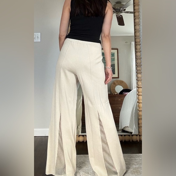 St. John Evening Knit Palazzo Pants in Cream - Picture 2 of 10